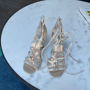 Blue by Betsey Johnson Gold lace up heels